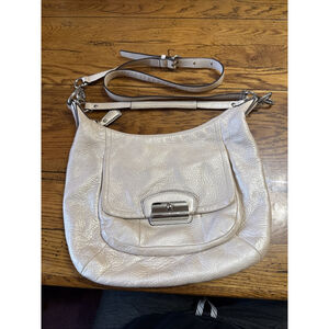 Coach Tan Leather Med. Silk Hobo Adjustable Shoulder Strap Bag Purse #F22306
